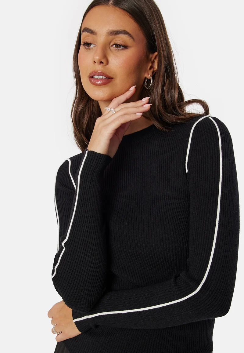 Pcfalka LS Slim Piping Knit