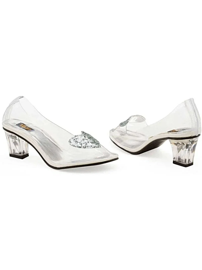 Ellie Shoes – 2 cm klack – Silverfärgade hjärtformade sandaler med glitterdetaljer