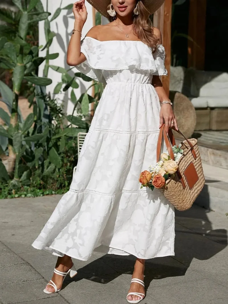 Ella | Elegant Off Shoulder Maxiklänning för Sommarlook