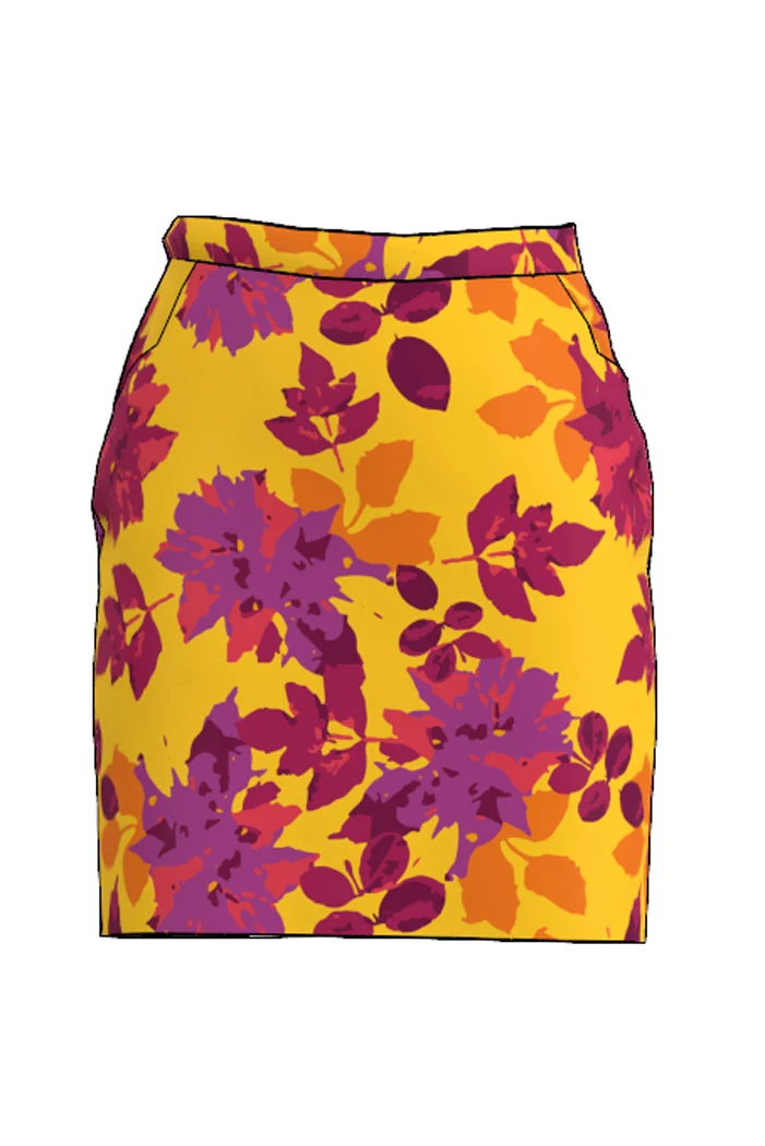 Kjol Emma - Dahlia leaf Yellow Pink