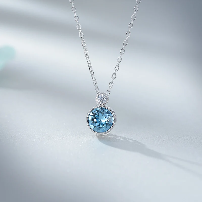 Explosive Original Ocean Heart 925 Sterling Silver Necklace Female Clavicle Chain Female Austrian Crystal Jewelry