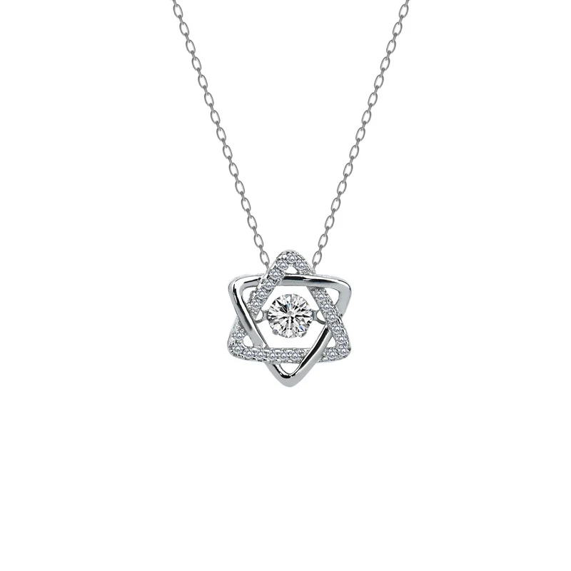 s925 sterling silver necklace female niche design temperament jewelry Korean version of the new simple and smart six-pointed star clavicle chain