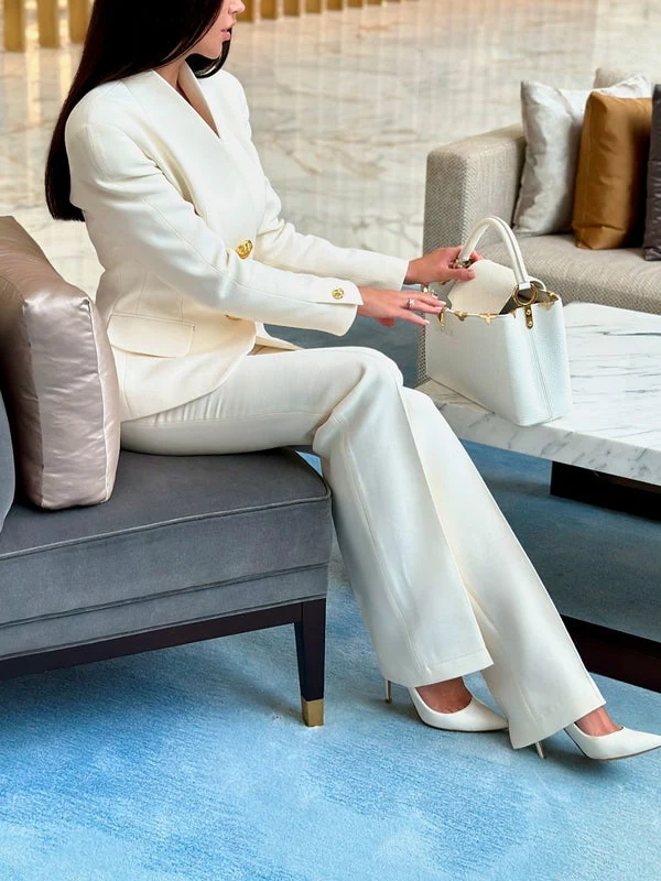 Mia | Elegant Vintage Kavaj Set Med Högmidjade Byxor