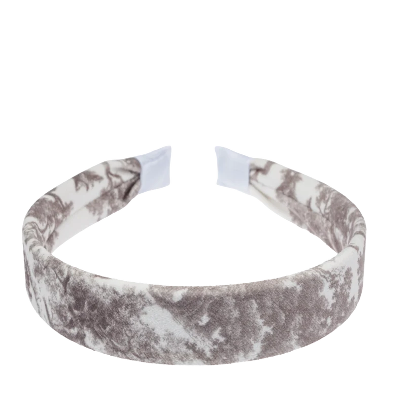 Velvet Hair Band - Warm Taupe Savannah Pattern