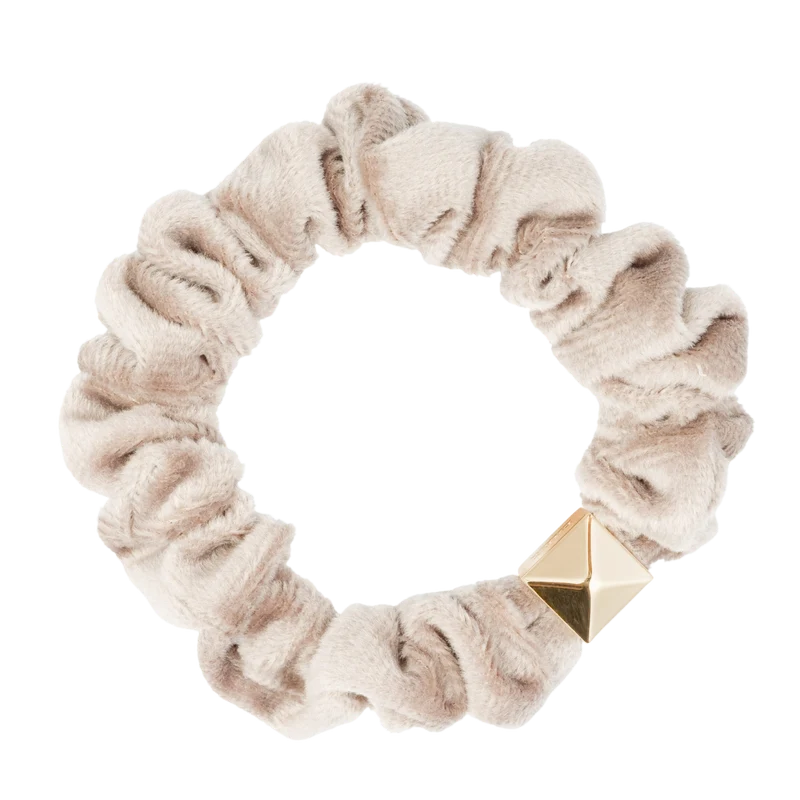 Velvet Mini Scrunchie - Dark Sand
