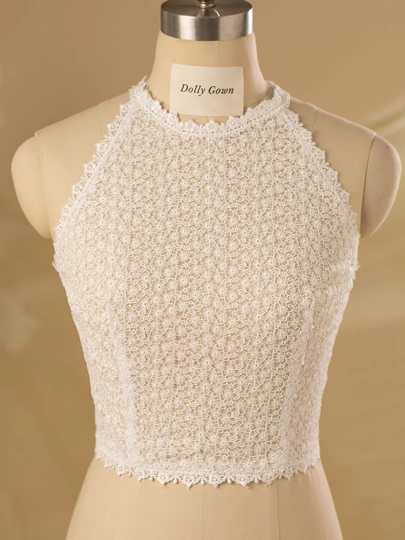 Johan Halter Neck Bridal Spets Topp