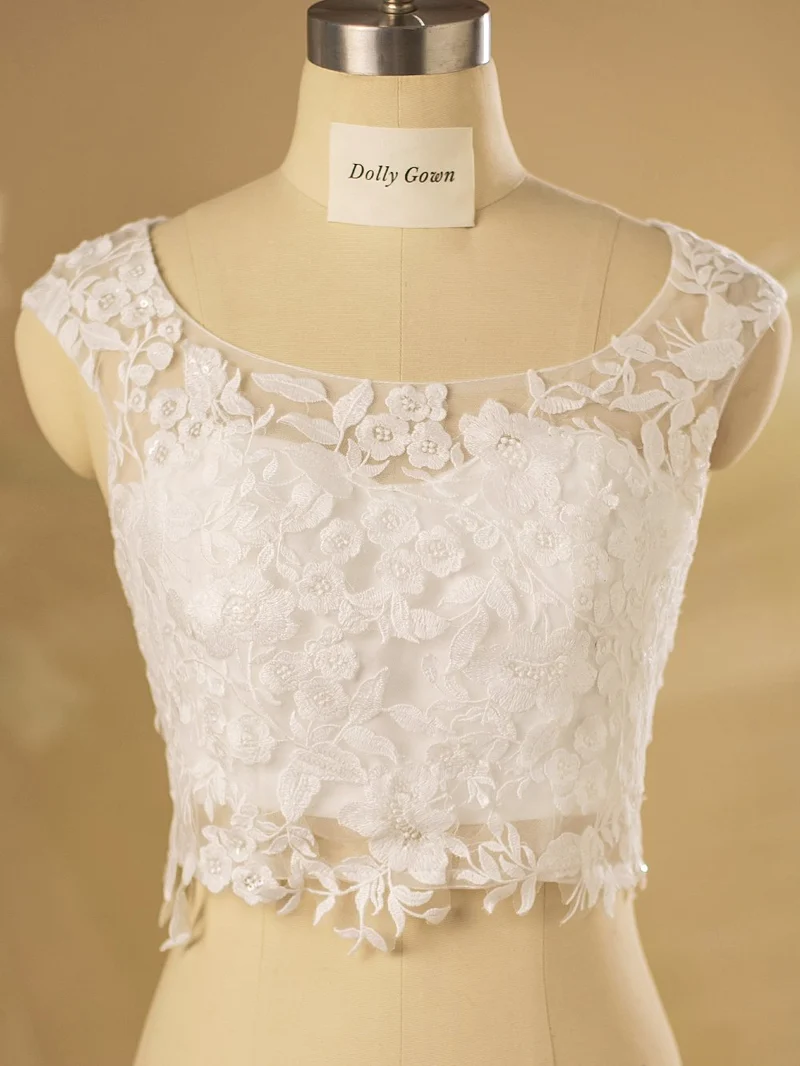 Casey Scoop Neck Bridal Spets Topp