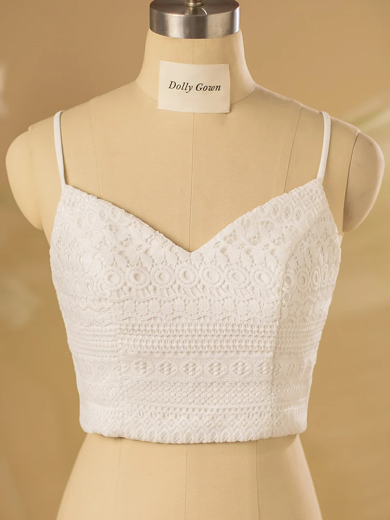 Hortensia Spaghetti Straps Spets Brudtopp