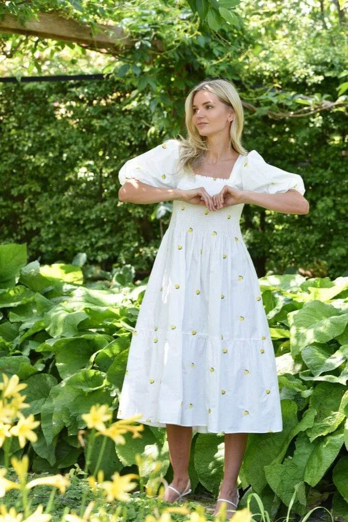 A-View - Cheri Fruit Dress AV8034 - 200 - White/Yellow