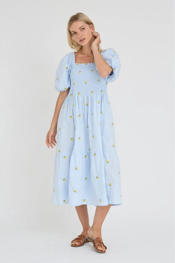 A-View - Cheri Fruit Dress AV8034 - 128 - Light Blue/Yellow