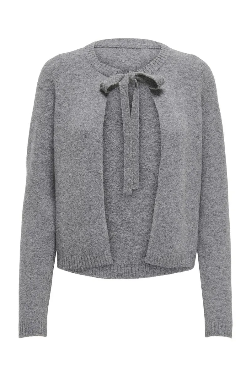 Only - Onljessie Ls One String Cardi Knt - 4757632 Medium Grey Melange