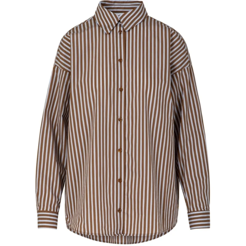 LÅDAKLASSISK SKJORTA - Brown/Blue stripes