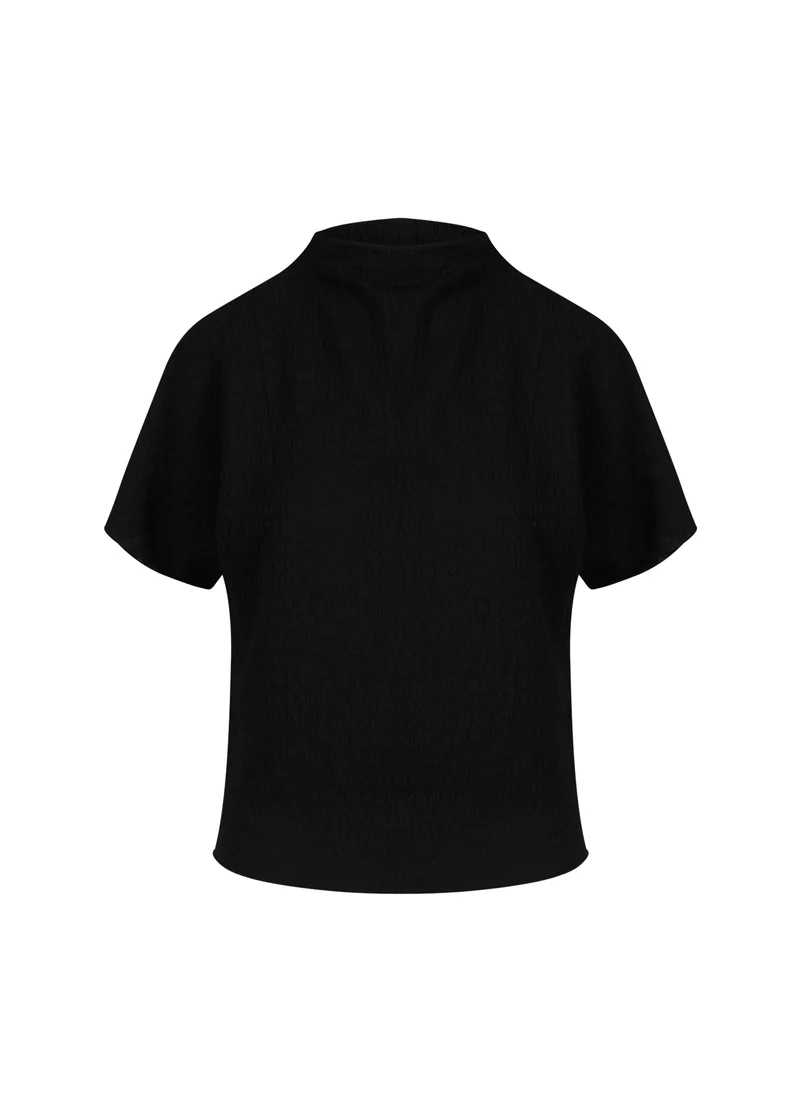 CC HEART KORA DRAPERAD HALS BLOUS - Black
