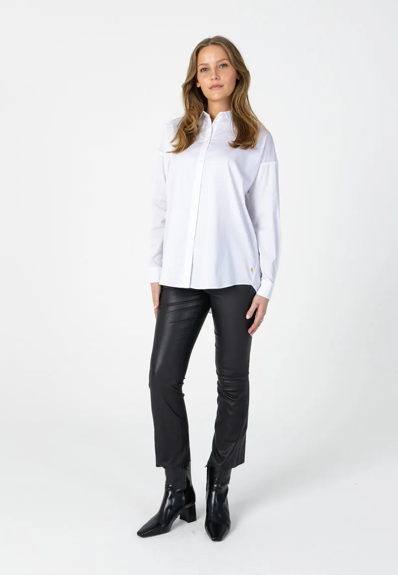CROPPED LEATHER LEGGINGS - MYNTE FIT - Black