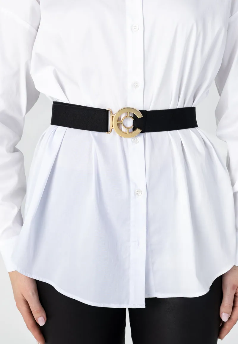 BELT WITH LOGO - Black/gold