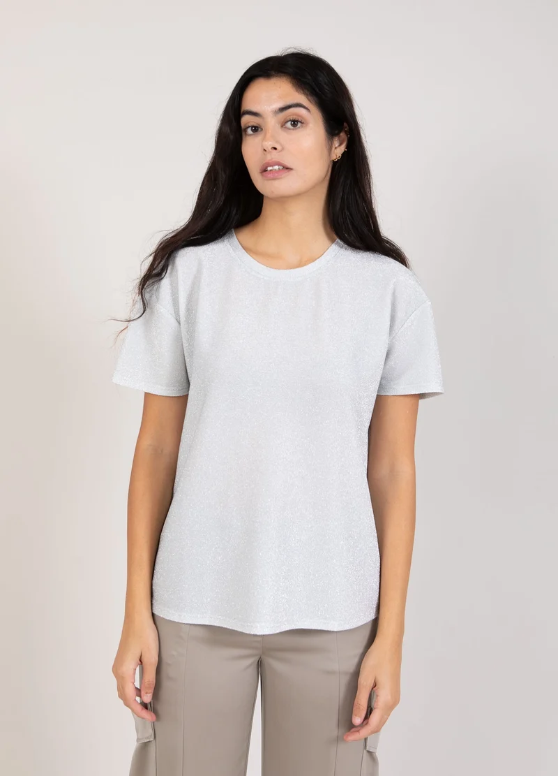 T-SHIRT MED SHIMMER - Silver
