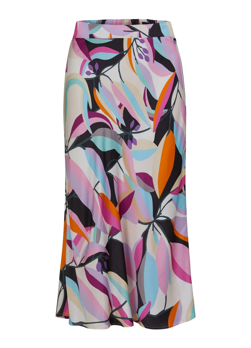 KJOL I MULTI LEAF TRYCK - SILLE FIT - Multi leaf print
