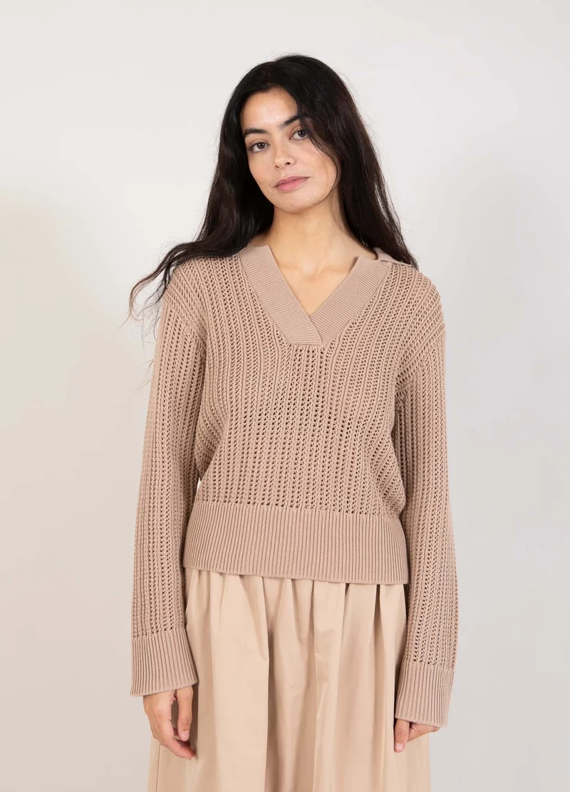TRÖJA I ÖPPEN STICKNING - Beige