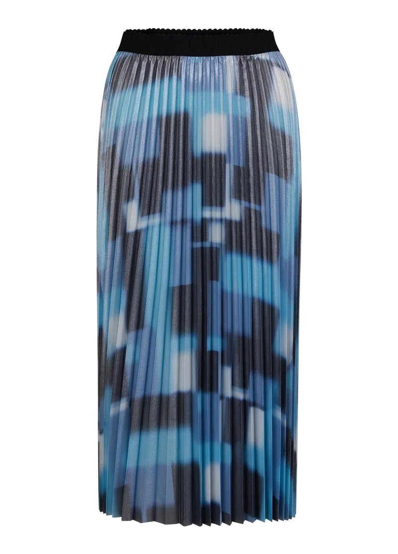PLISSÉ KJOL MED TRYCK - Graphic square print