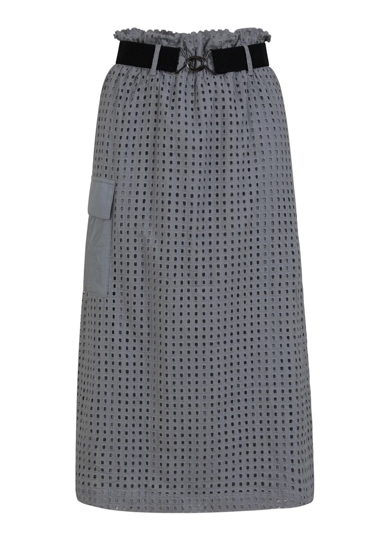 LÅNG KJOL I MESH - Dark Grey