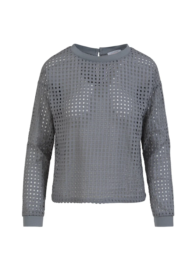 MESH TOPP MED LÅNG ÄRM - Dark Grey