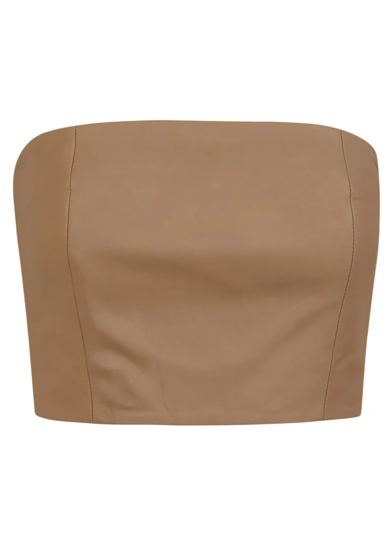 KORSETT I LÄDER - Beige