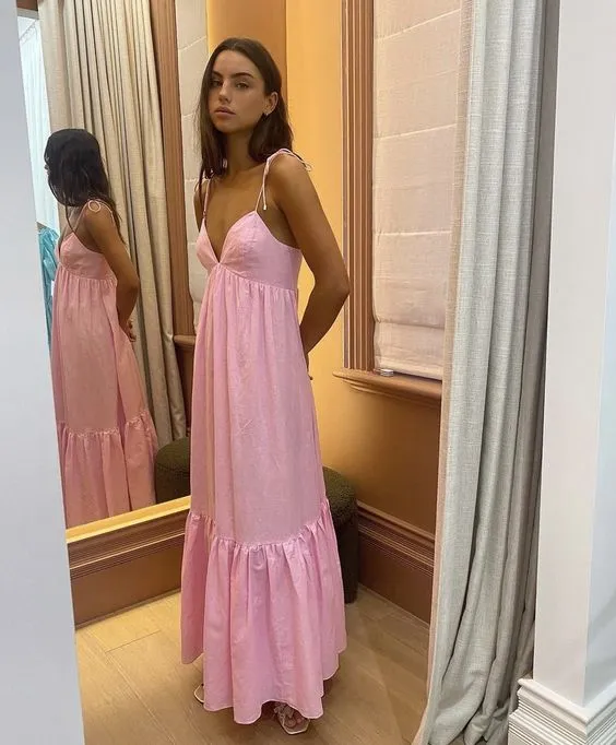 Elegant Rosa Balklänning Lång Festklänning - Perfekt för speciella tillfällen