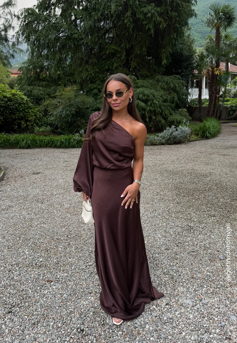 One Shoulder Satin Gown