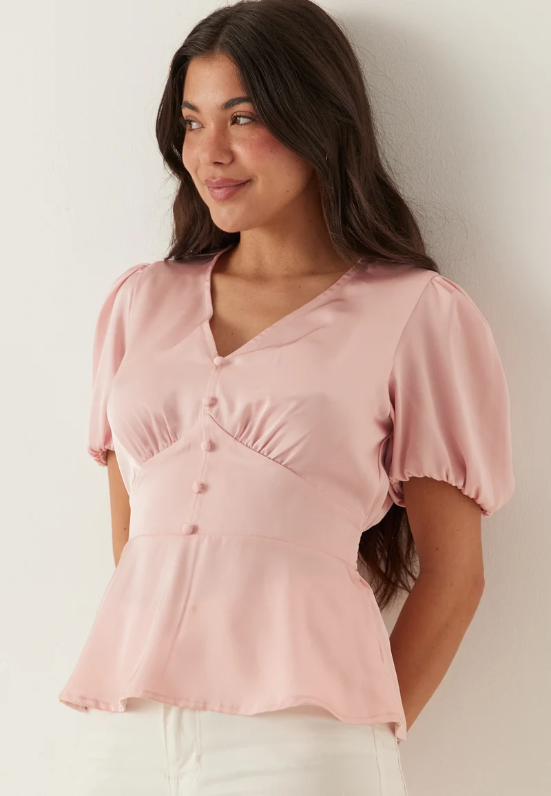 Satin Short Sleeve Blouse