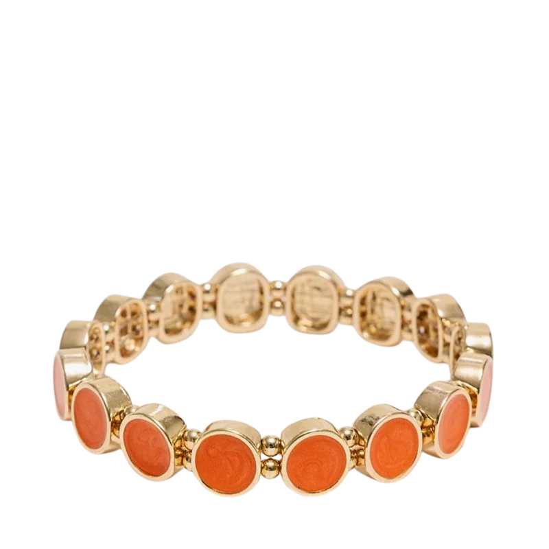 Ava Petite Elastic Bracelet - Gold W Strong Orange