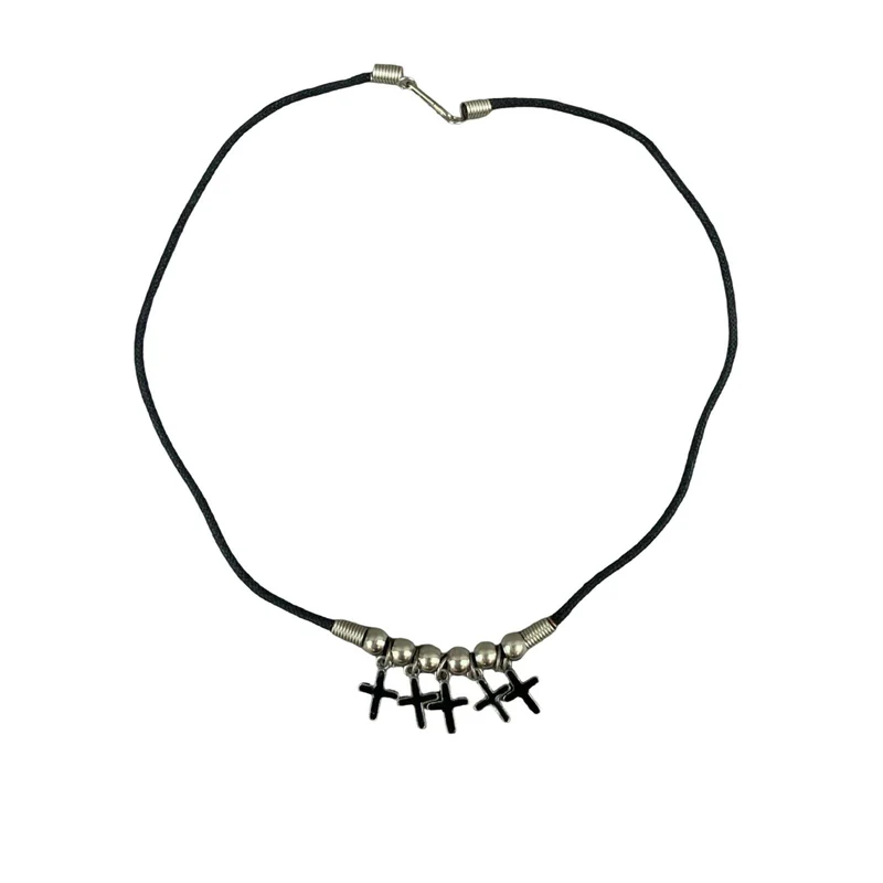 Vintage Deadstock 90s Y2K Multi Cross Goth Grunge Pendant Thong Necklace