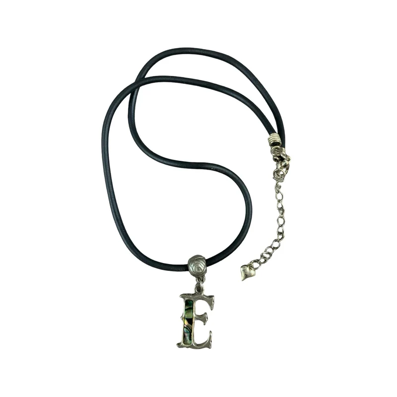 Vintage Deadstock 90s Y2K Green Shell Letter 'E' Initial Thong Necklace