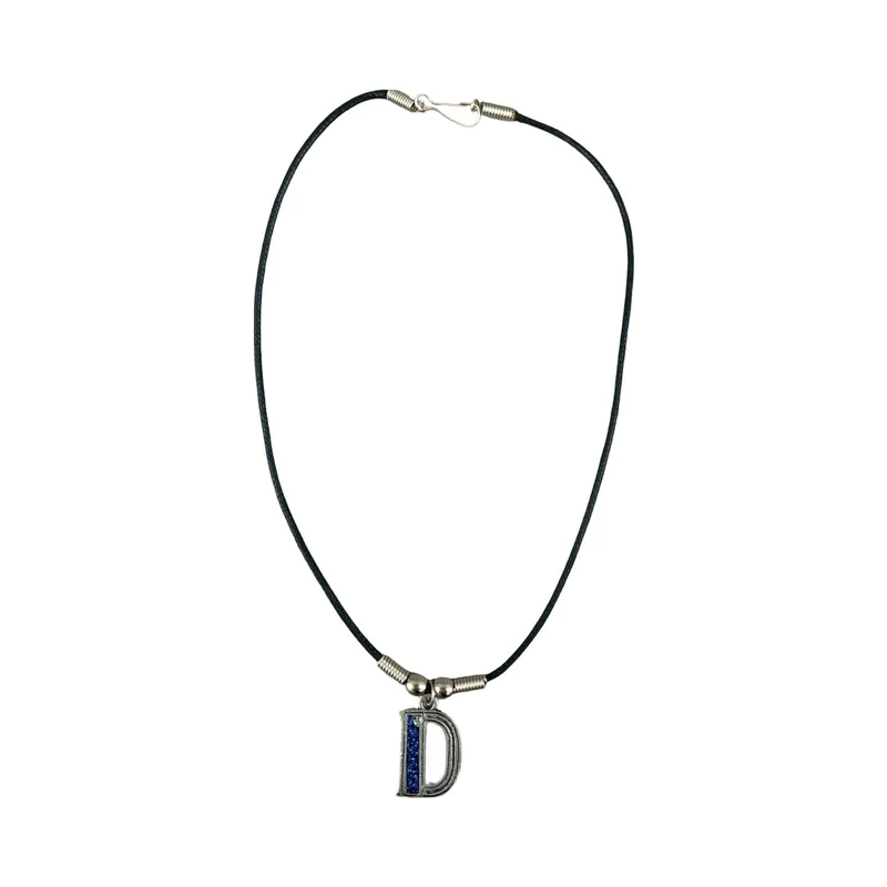 Vintage Deadstock 90s Y2K Blue Letter 'D' Initial Thong Necklace
