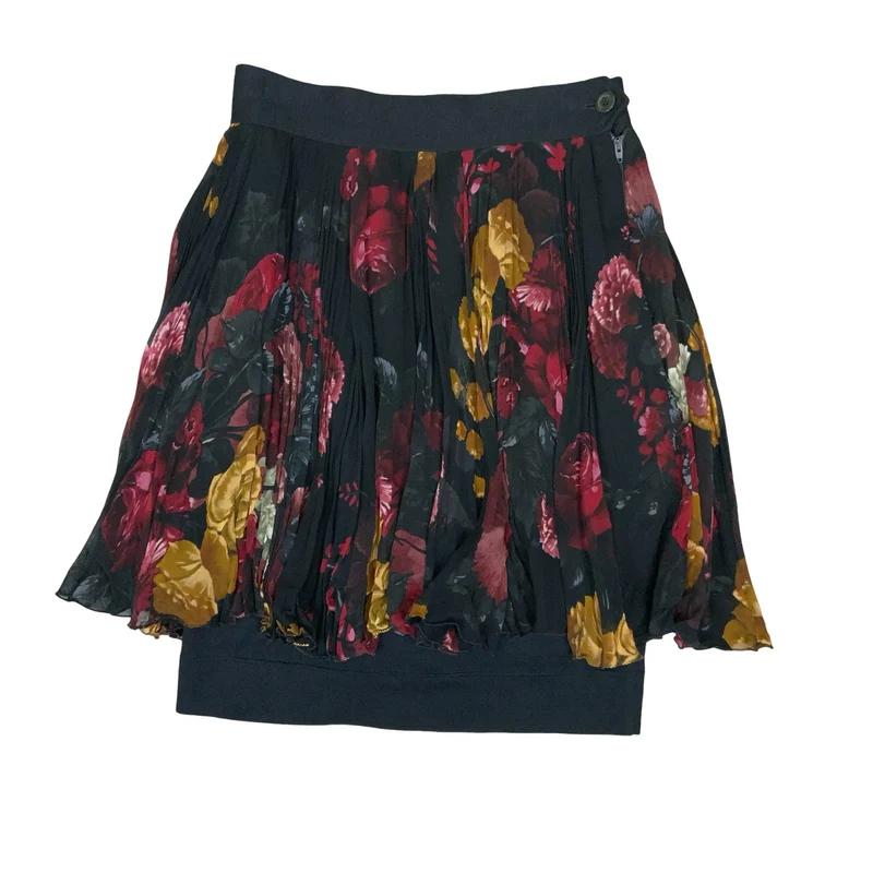 Vtg 90s Y2K Moschino Milano Black Red Rose Floral Tulle Tiered Skirt UK 8