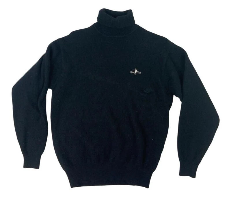 POLO CLUB RALPH LAUREN BLACK ROLL NECK KNIT JUMPER SIZE M