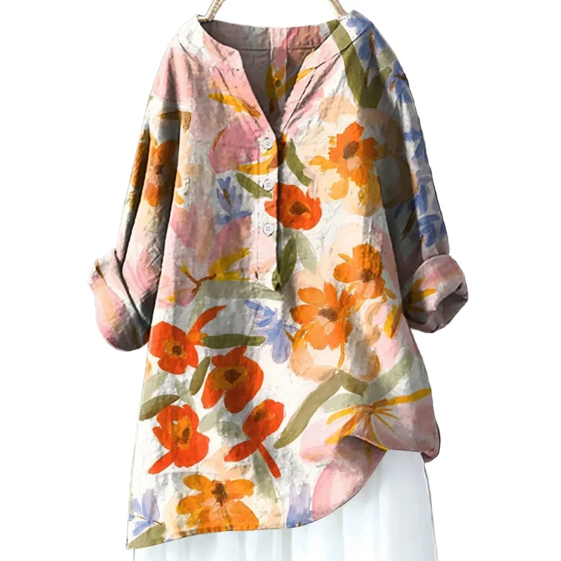 Kvinnors Blus med Blommönster