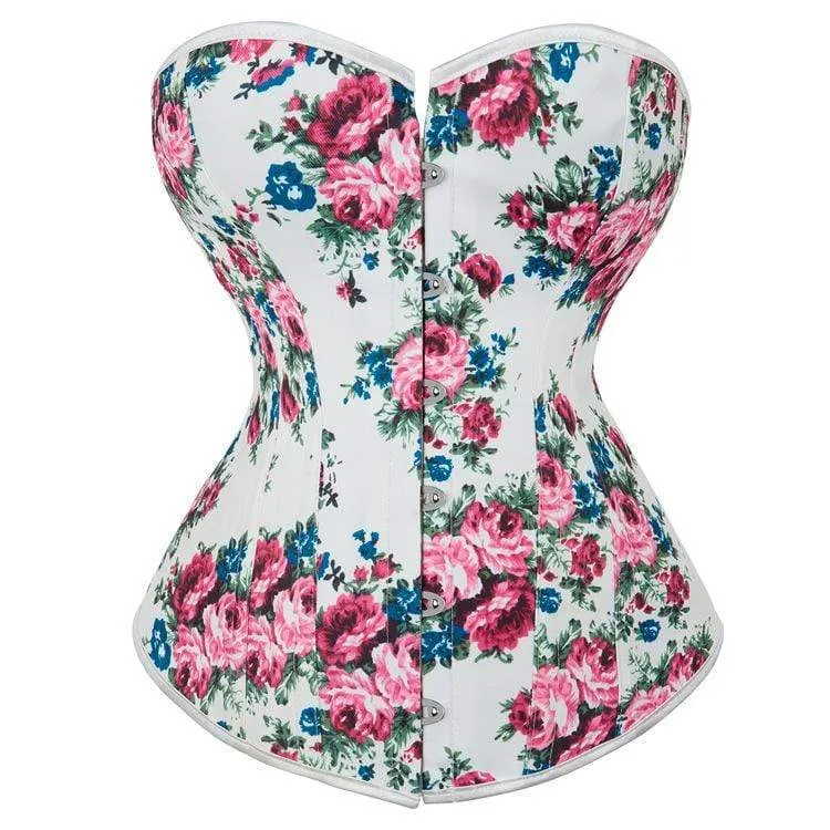 Gotisk blommig korsett för kvinnor med strappy överbust
