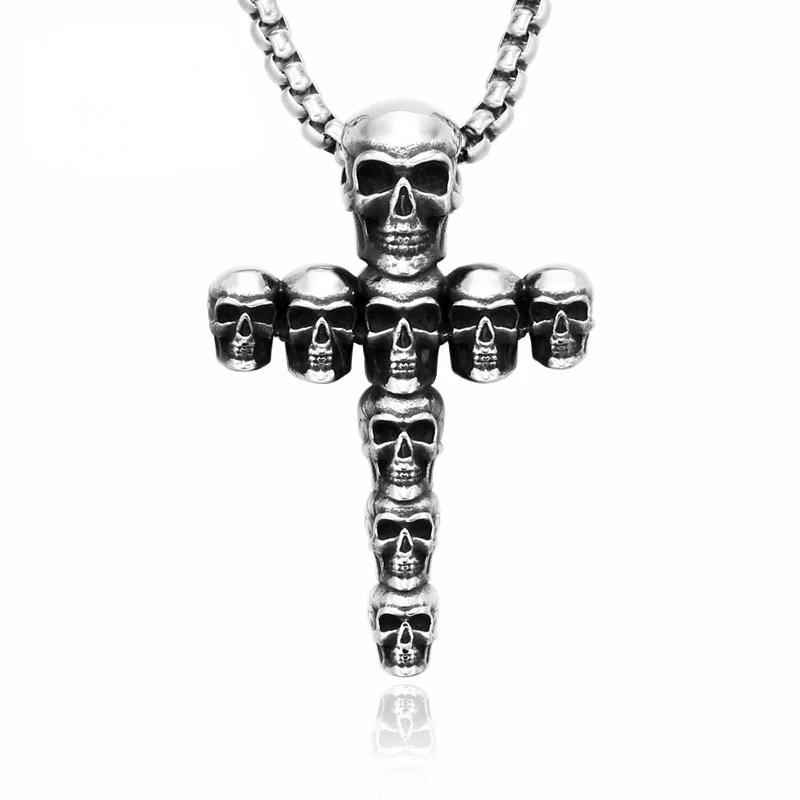 Punk Skull Cross halsband för män