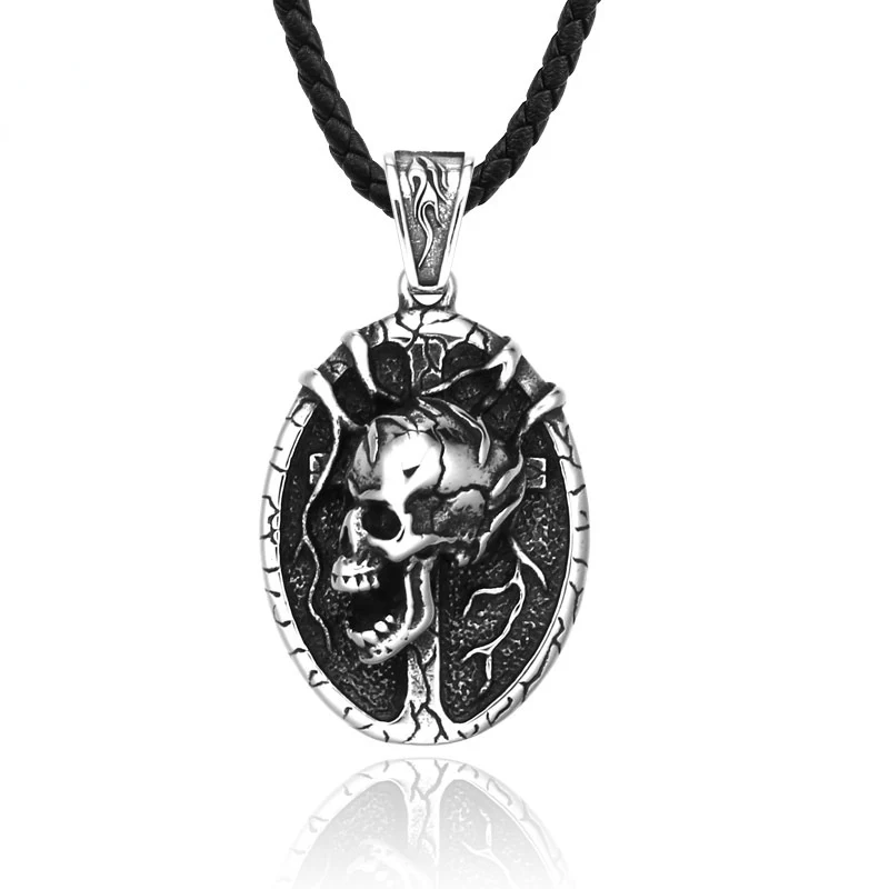 Punk Skull Oval Halsband för män