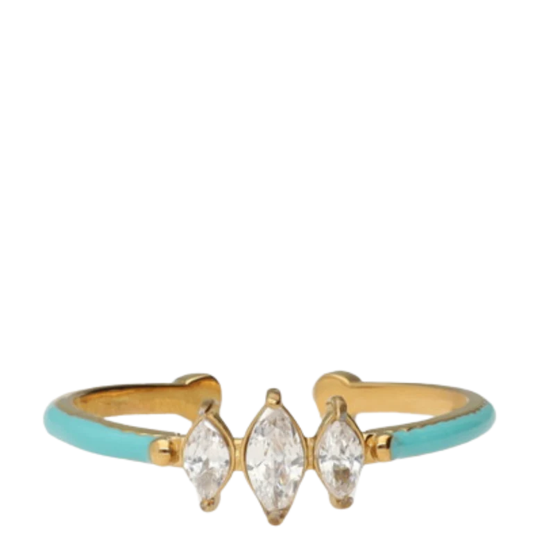 Ring Fine Blue 3 Strass - 1200 Gold