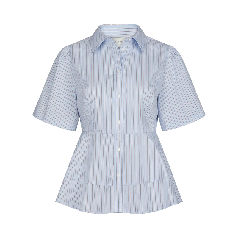 Janelle Stripe Shirt - Blue/Brown Stripe