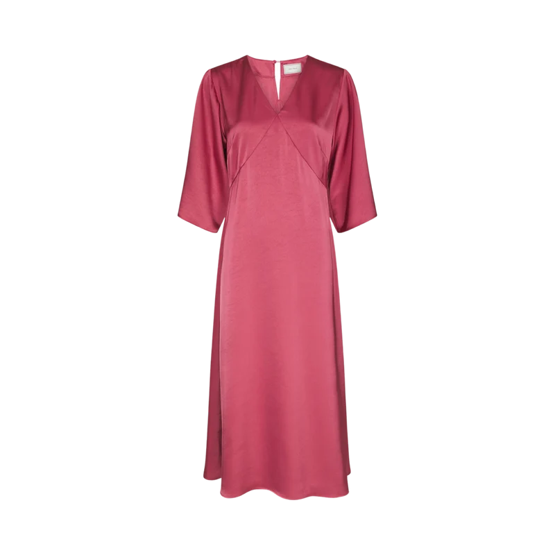Remara Heavy Sateen Dress - Cherry Pink