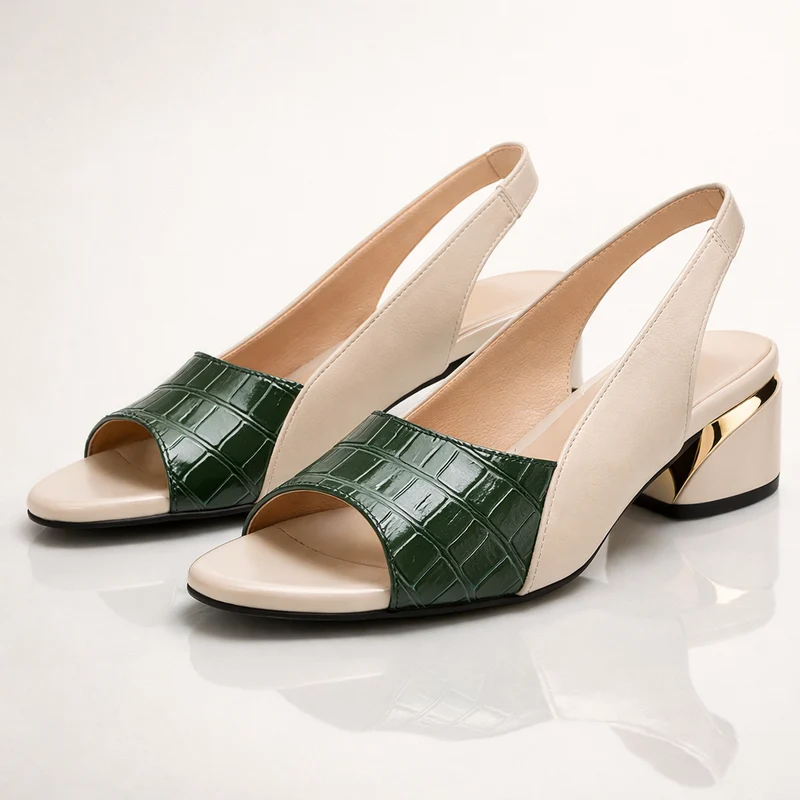 Mason | Elegant Slingback Sandaletter Med Låg Klack