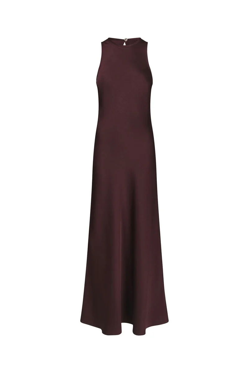 Neo Noir - Celinie Heavy Sateen Dress 165621 - 174 - Burgundy