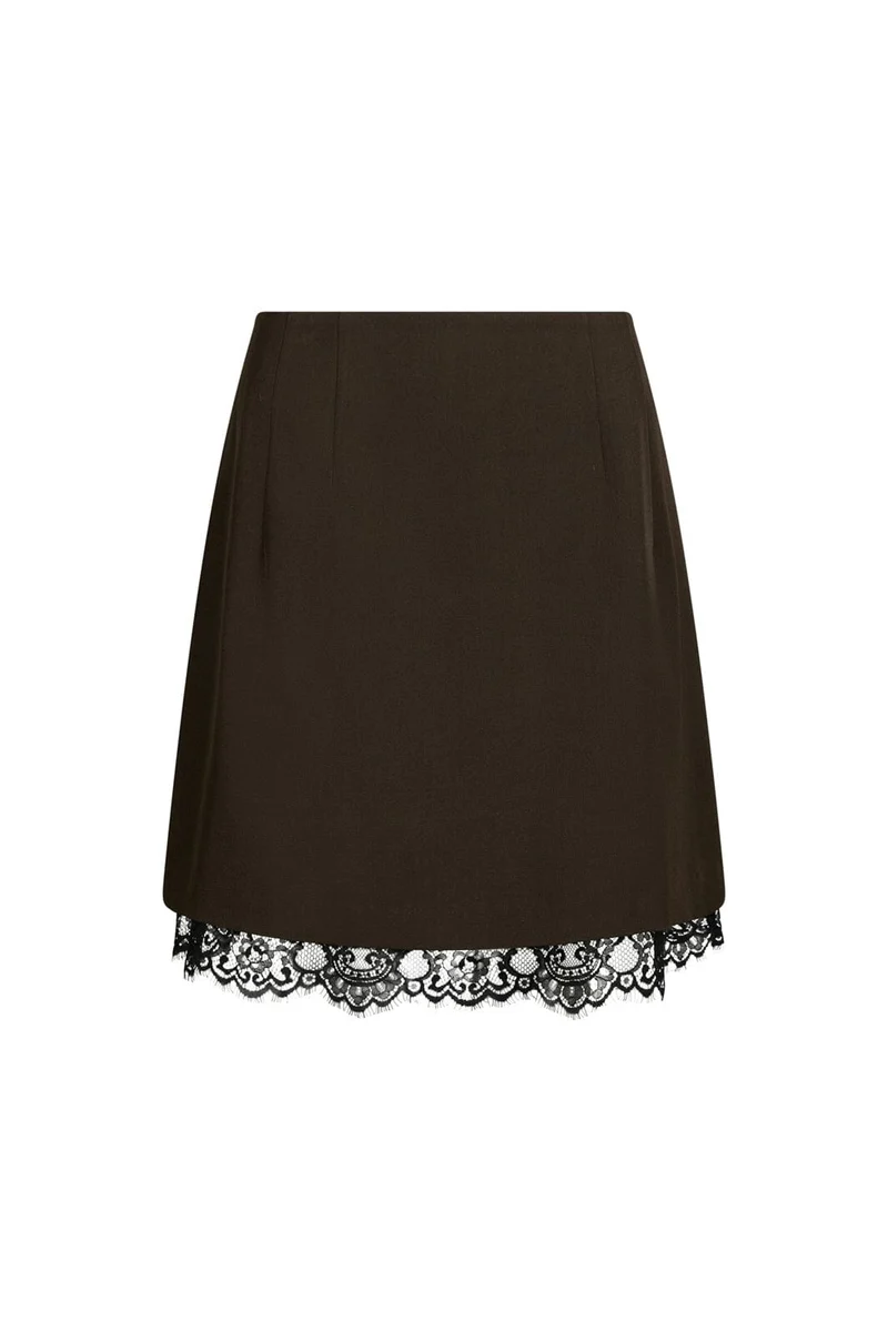 Neo Noir - Brigitte Structure Lace Skirt 169852 - 676 - Dark Brown