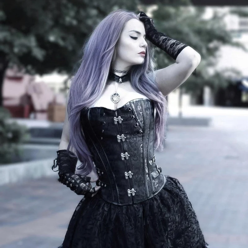 Gothic Floral Overbust Korsetter för kvinnor
