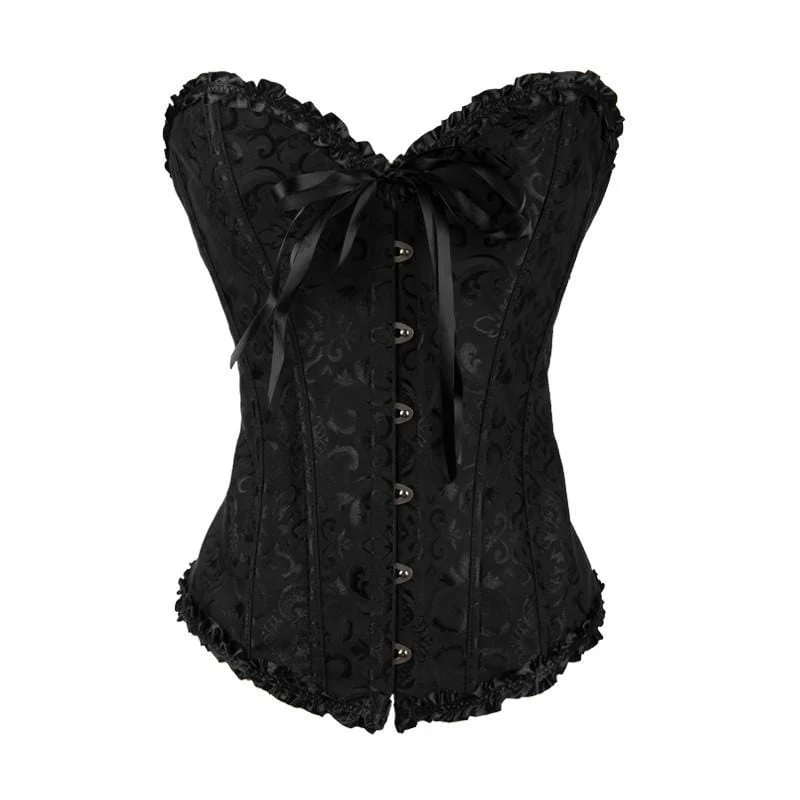 Gothic Jacquard Overbust-korsetter med snörning för kvinnor