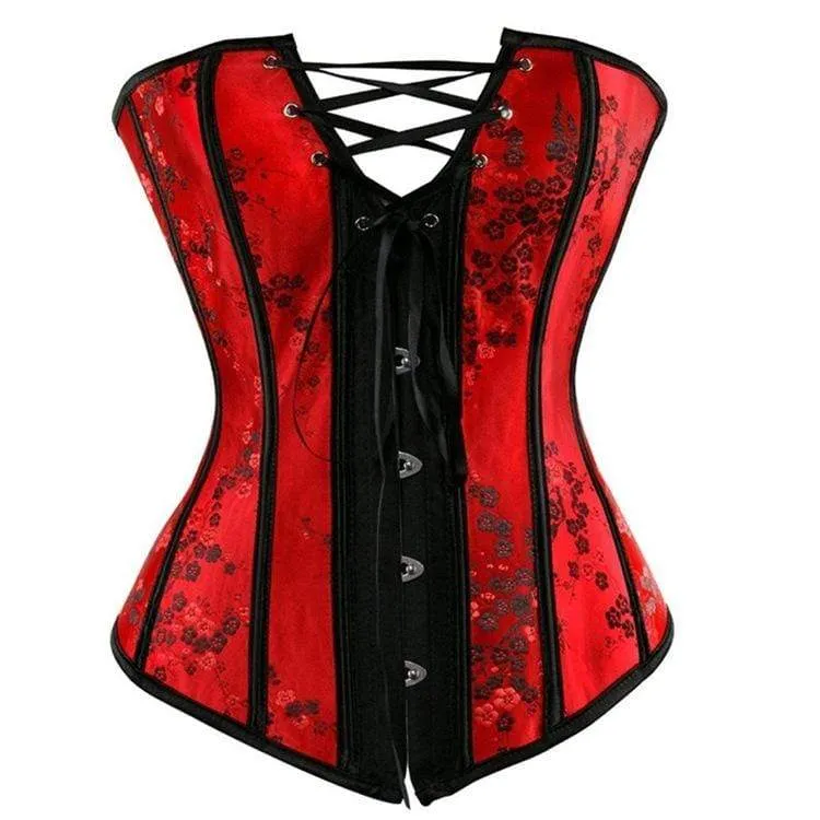 Gothic Floral Strappy Overbust Korsetter för kvinnor