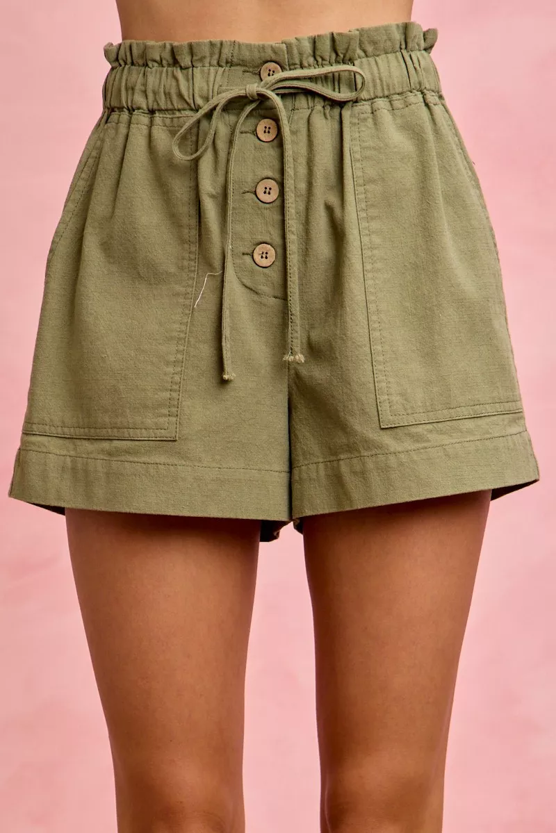 SO ME Shorts i twill med papperspåse och fickor med dragsko