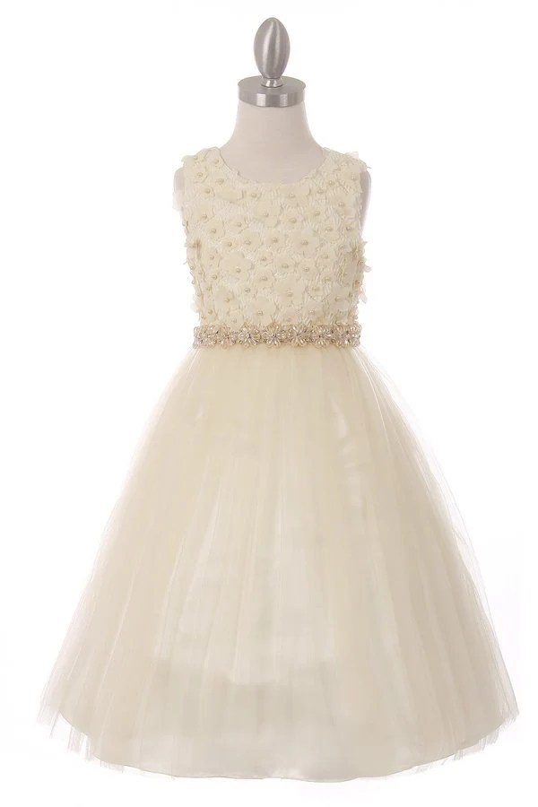 Floral & Pearls Satin Tyll Festklänning från Cinderella Couture USA AS5059